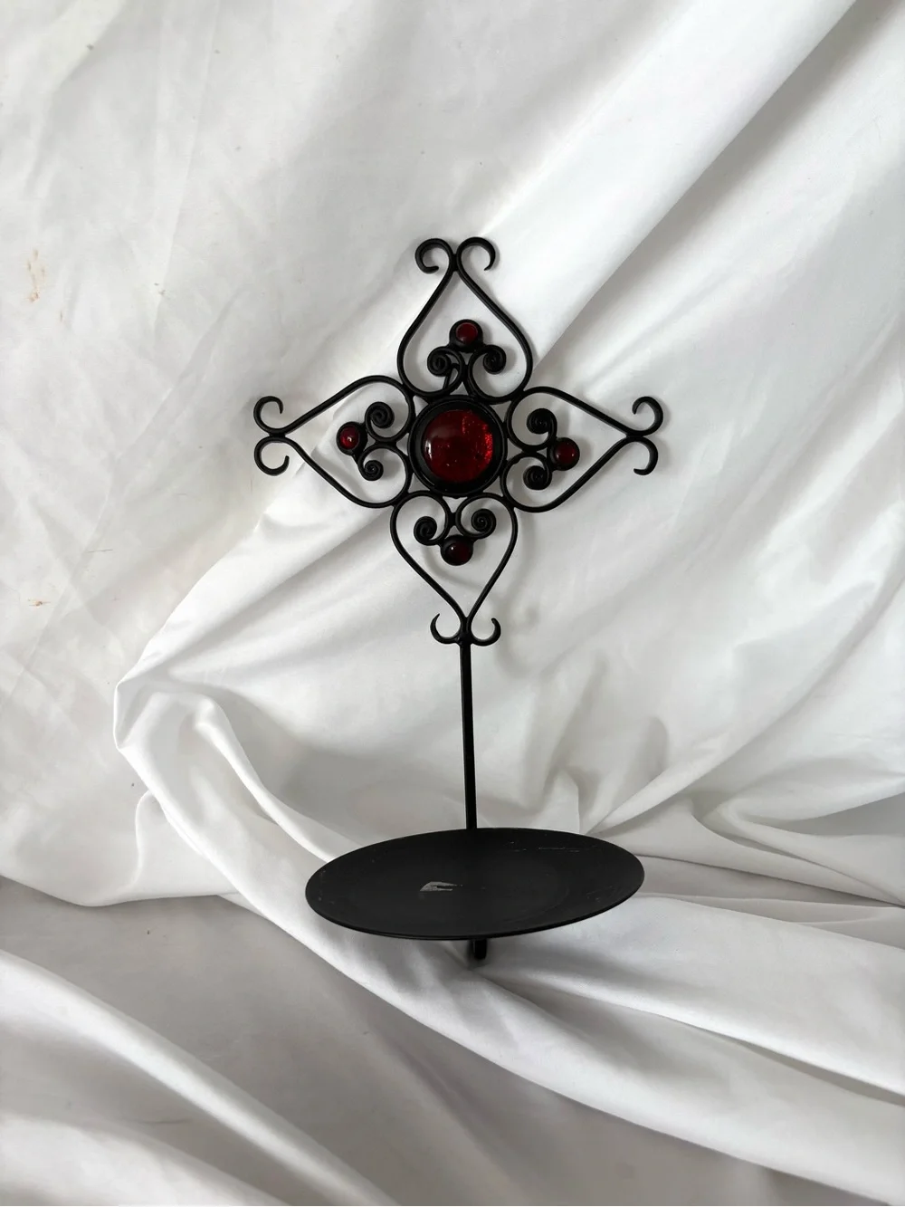 Vintage Y2K metal candle holder sconce wall decor black red gothic filigree home